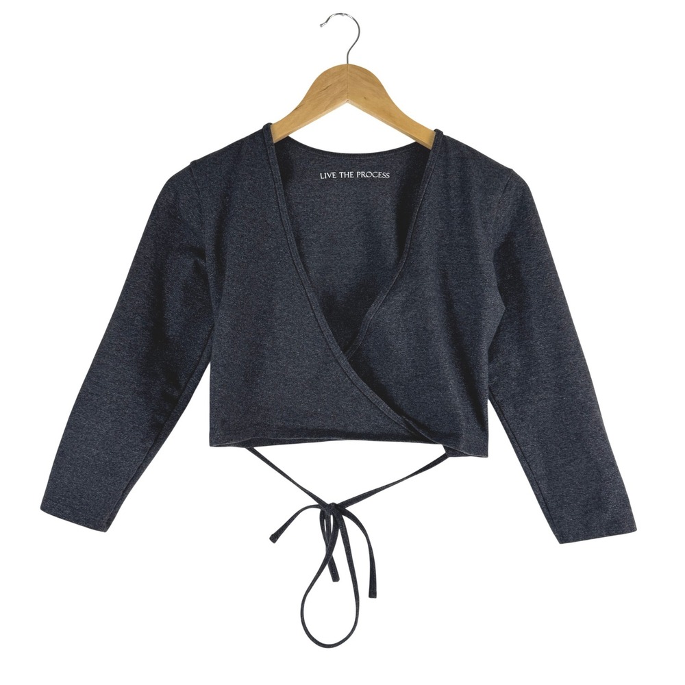 Live The Process Zen Wrap Cardigan Grey Jasper Supplex Ballet Crop Top Medium